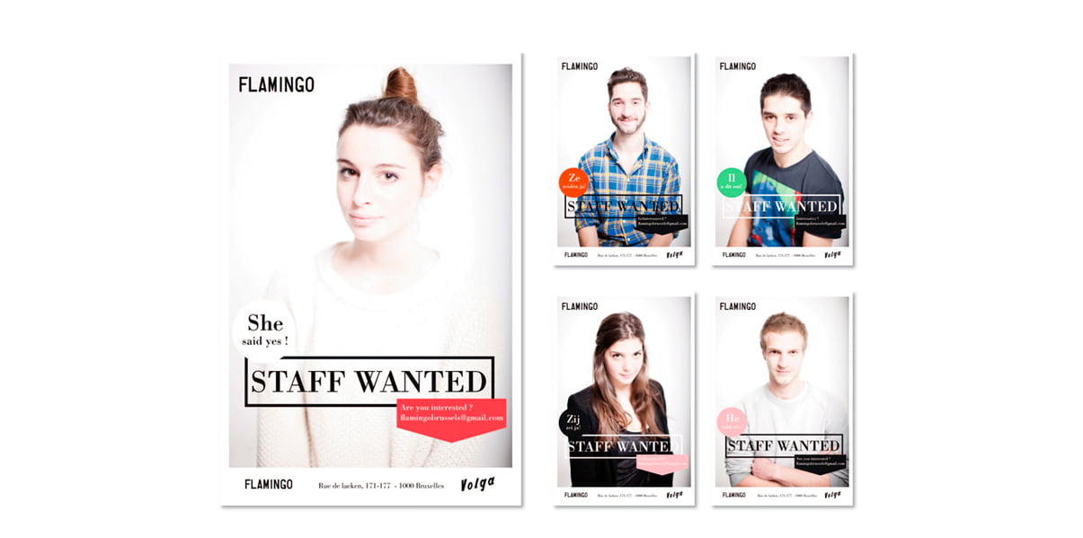 Design graphique Bruxelles Flamingo | Staff Wanted | Piknik Graphic agence de design graphique